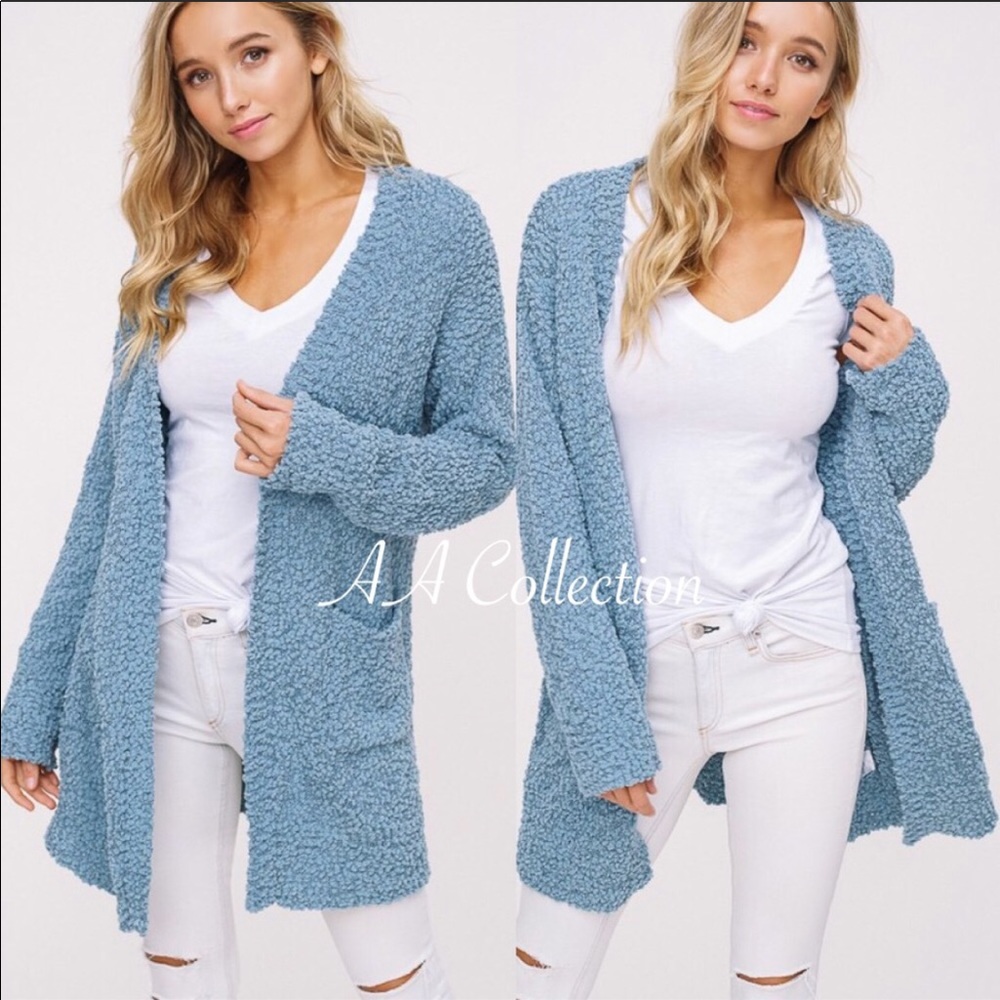 Knit cardigan sweater Long sleeves Egg Plant - Picture 5 of 6
